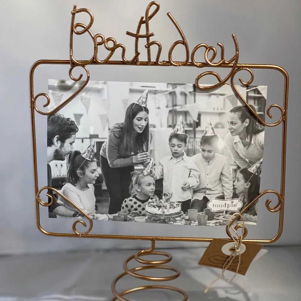 Mud Pie Birthday Gold Cake Topper photo stand